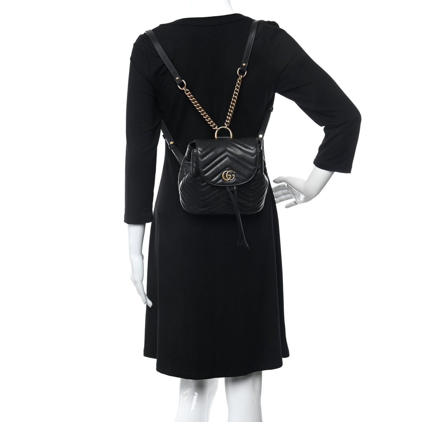 Calfskin Matelasse GG Marmont Flap Backpack Black