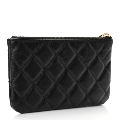 Chanel Aged Calfskin Quilted Small Lucky Charms Cosmetic Case Black 3 of 7