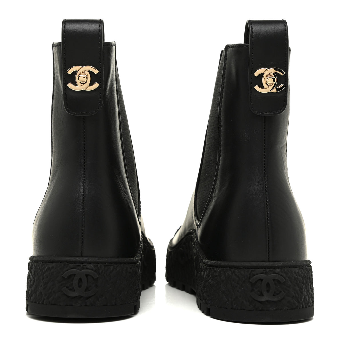 Calfskin Cap Toe CC Ankle Boots 39 Black