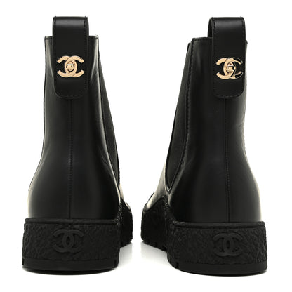 Chanel Calfskin Cap Toe CC Ankle Boots 39 Black 4 of 16