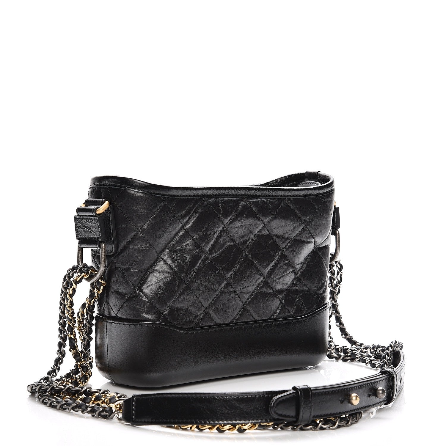 Chanel Aged Calfskin Quilted Small Gabrielle Hobo Black 9 of 14