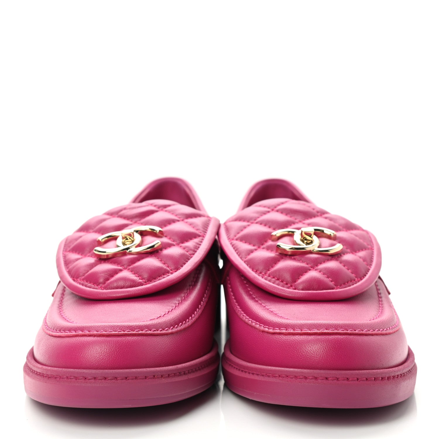 Chanel Lambskin Quilted CC Turnlock Loafers 41 Fuchsia 2 of 9