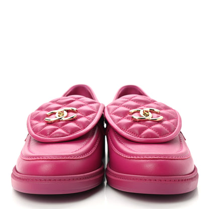 Chanel Lambskin Quilted CC Turnlock Loafers 41 Fuchsia 2 of 9
