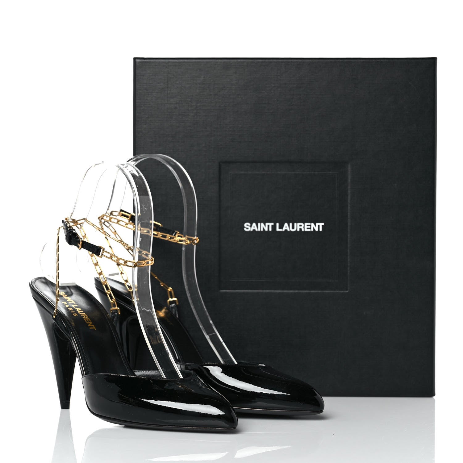 Saint Laurent Patent Venus Chain 95 Pumps 37 Black 8 of 8