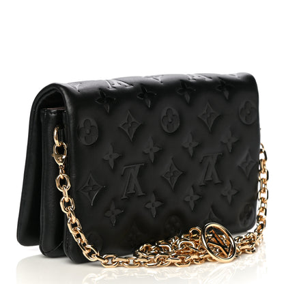 Louis Vuitton Lambskin Embossed Monogram Pochette Coussin Black 3 of 12