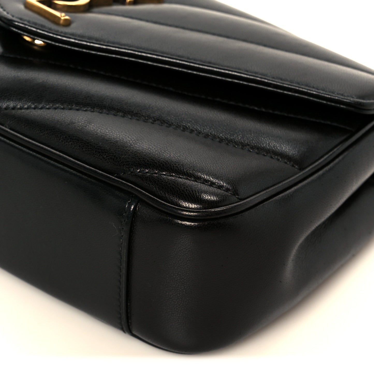 Lambskin Chevron Quilted Small Loulou Black