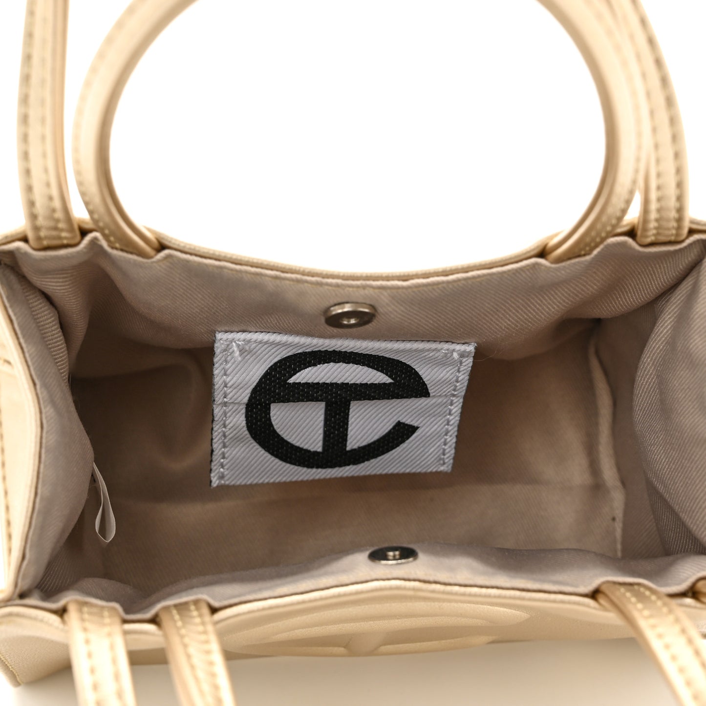 Metallic Vegan Leather Small Shopping Bag Gold