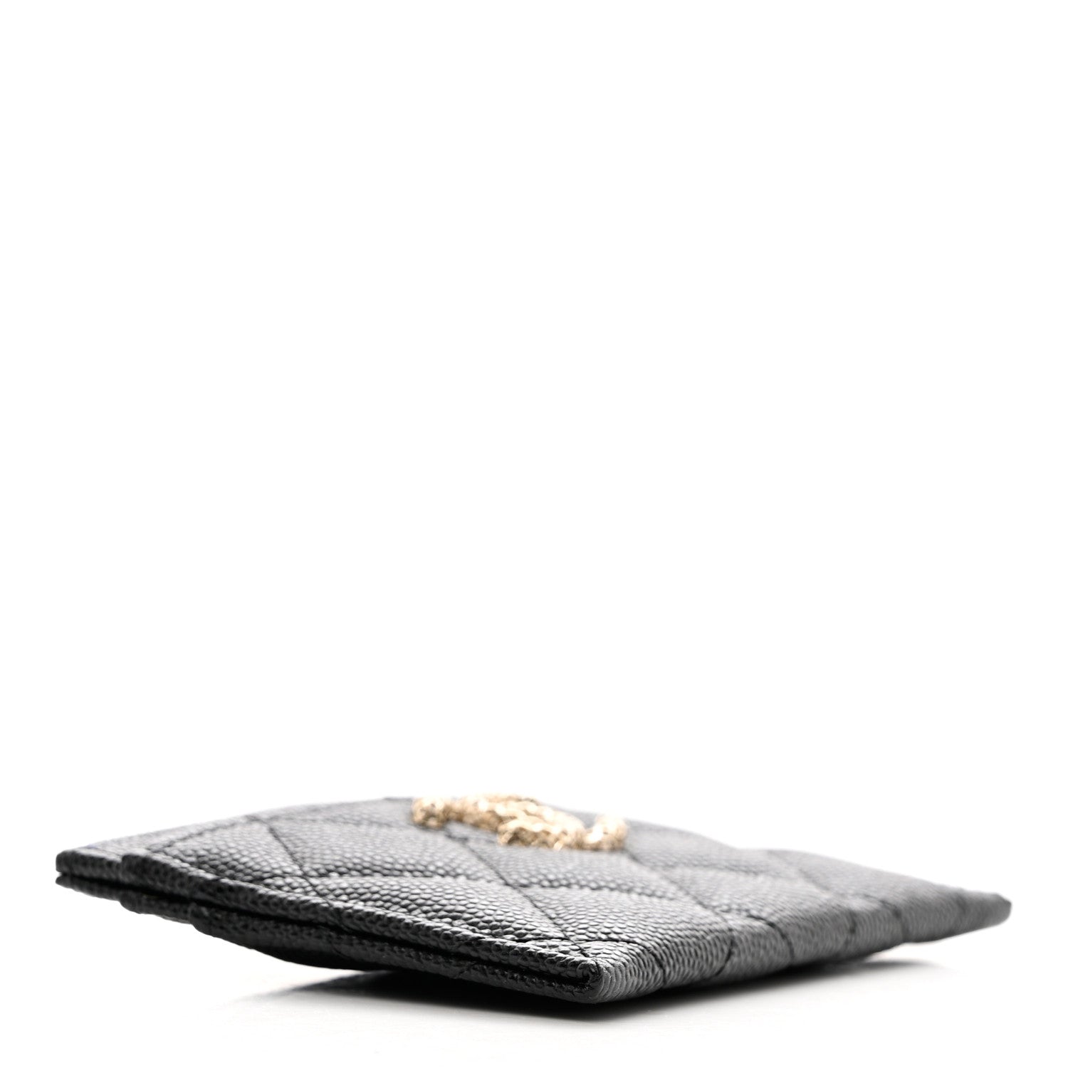 Chanel Caviar Metal Perforated Quilted CC Card Holder Black 4 of 9