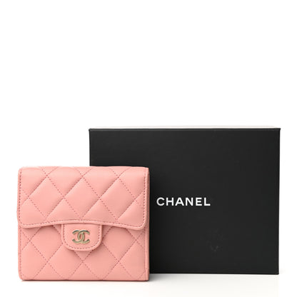 Chanel Lambskin Quilted Small Compact Wallet Pink 9 of 9