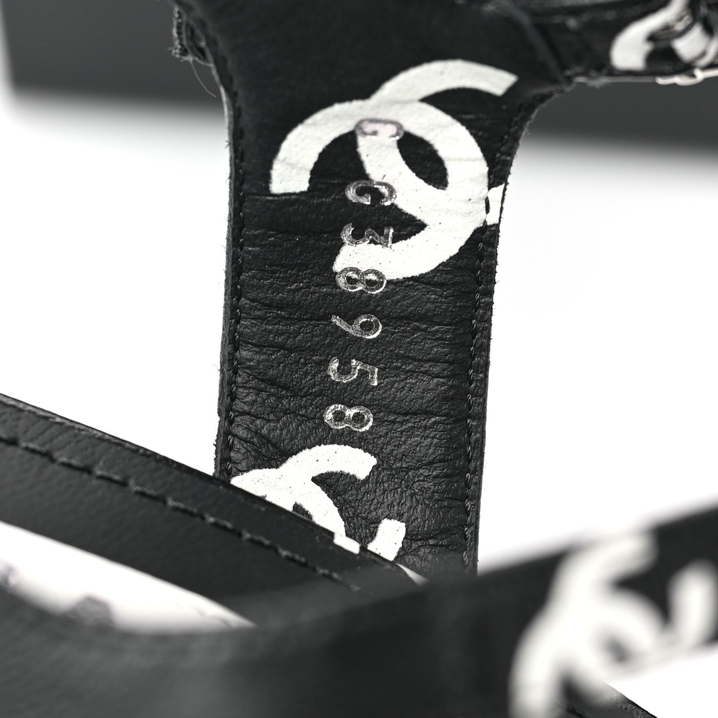 Printed Lambskin CC Platform Sandals 39.5 Black White
