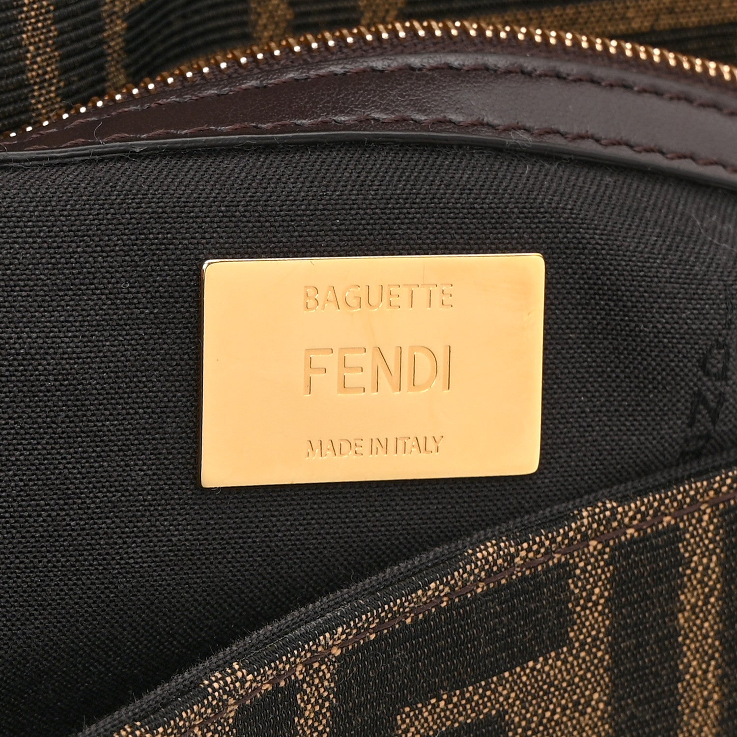 Fendi Fabric Jacquard FF 1974 Multipocket Baguette Tobacco Moro 6 of 11