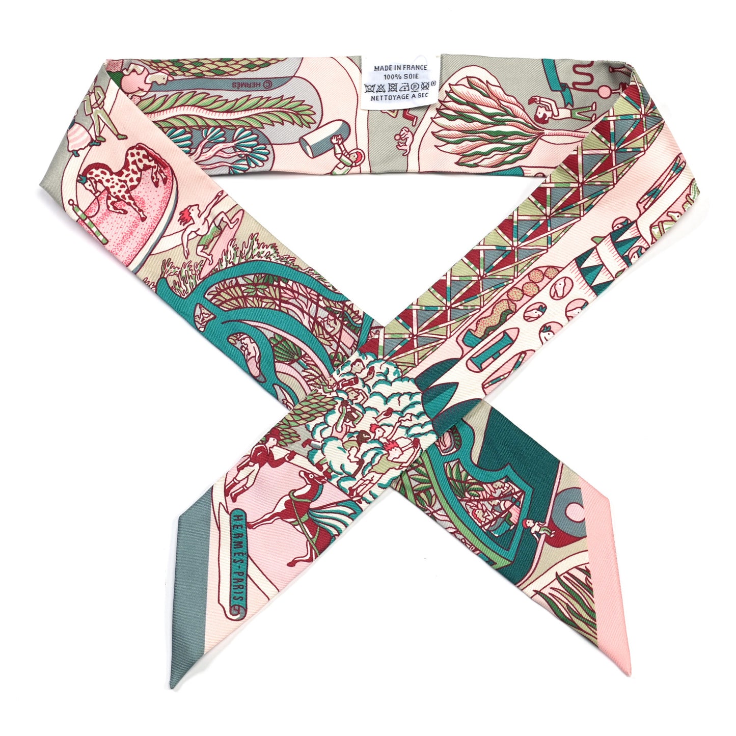 Silk Exposition Universelle Twilly Rose Poudre Vert