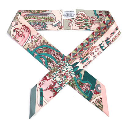 Hermes Silk Exposition Universelle Twilly Rose Poudre Vert 1 of 4