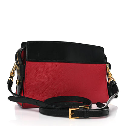 Prada Saffiano Soft Calfskin Bandoliera Bag Fuoco Black 3 of 8