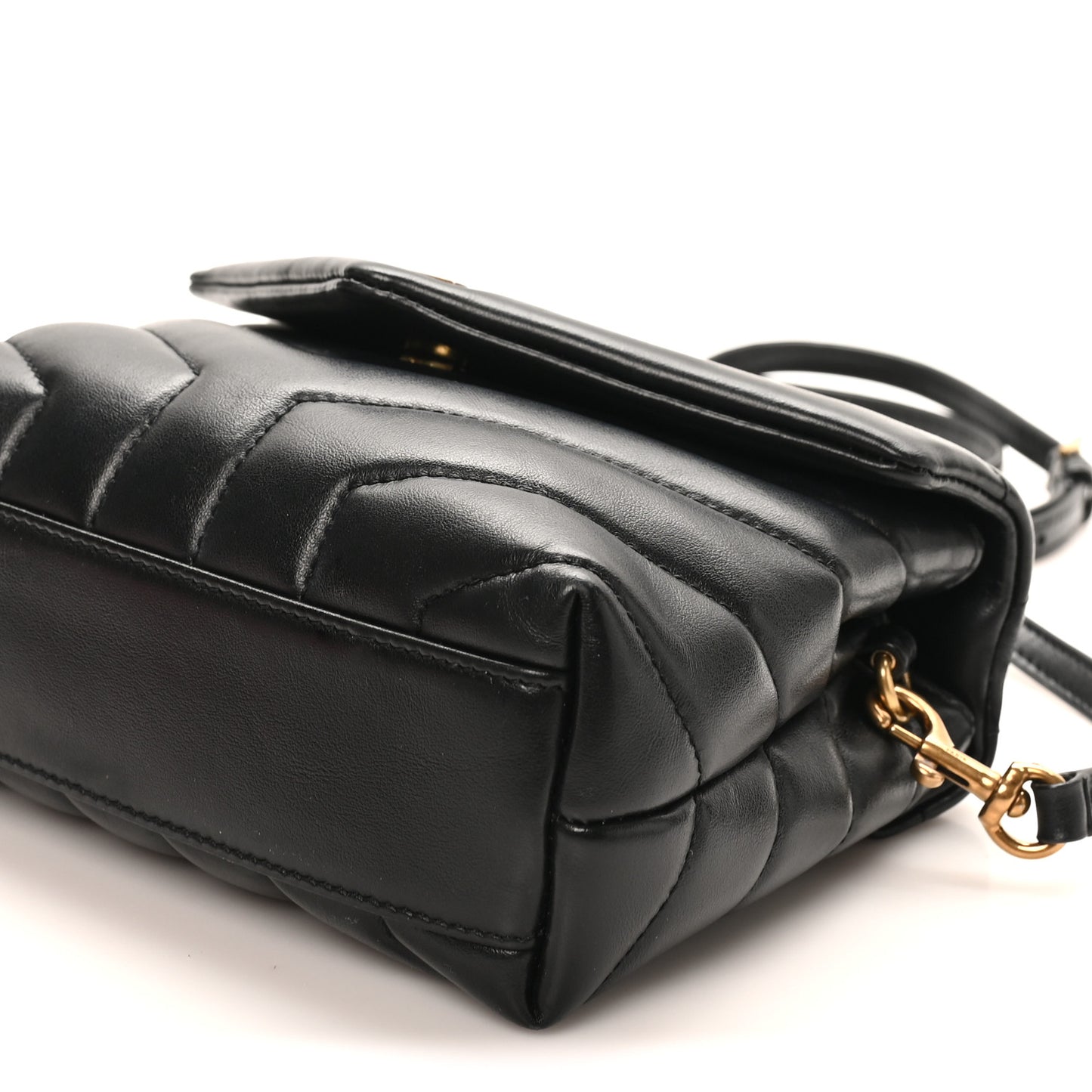 Calfskin Y Quilted Monogram Toy Loulou Crossbody Bag Black