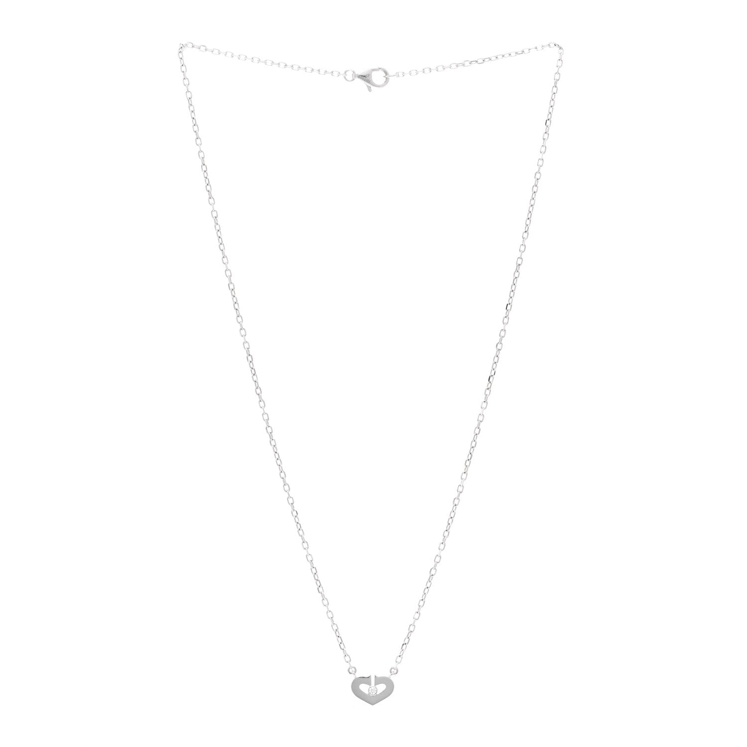Cartier 18K White Gold Diamond XS Hearts and Symbols Necklace 3 of 4