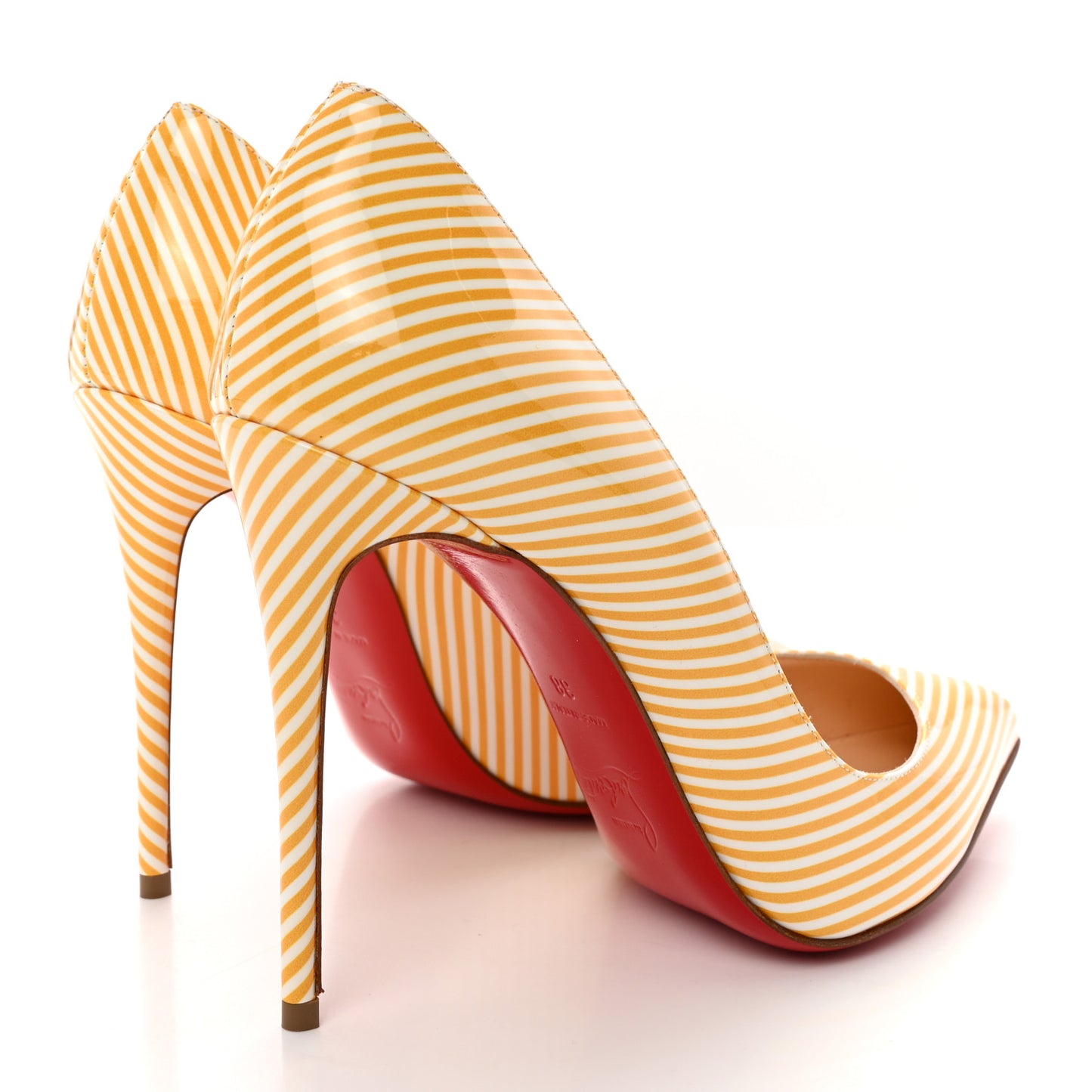 Patent Pigalle Follies Stripes 100 Pumps 38 Banana White