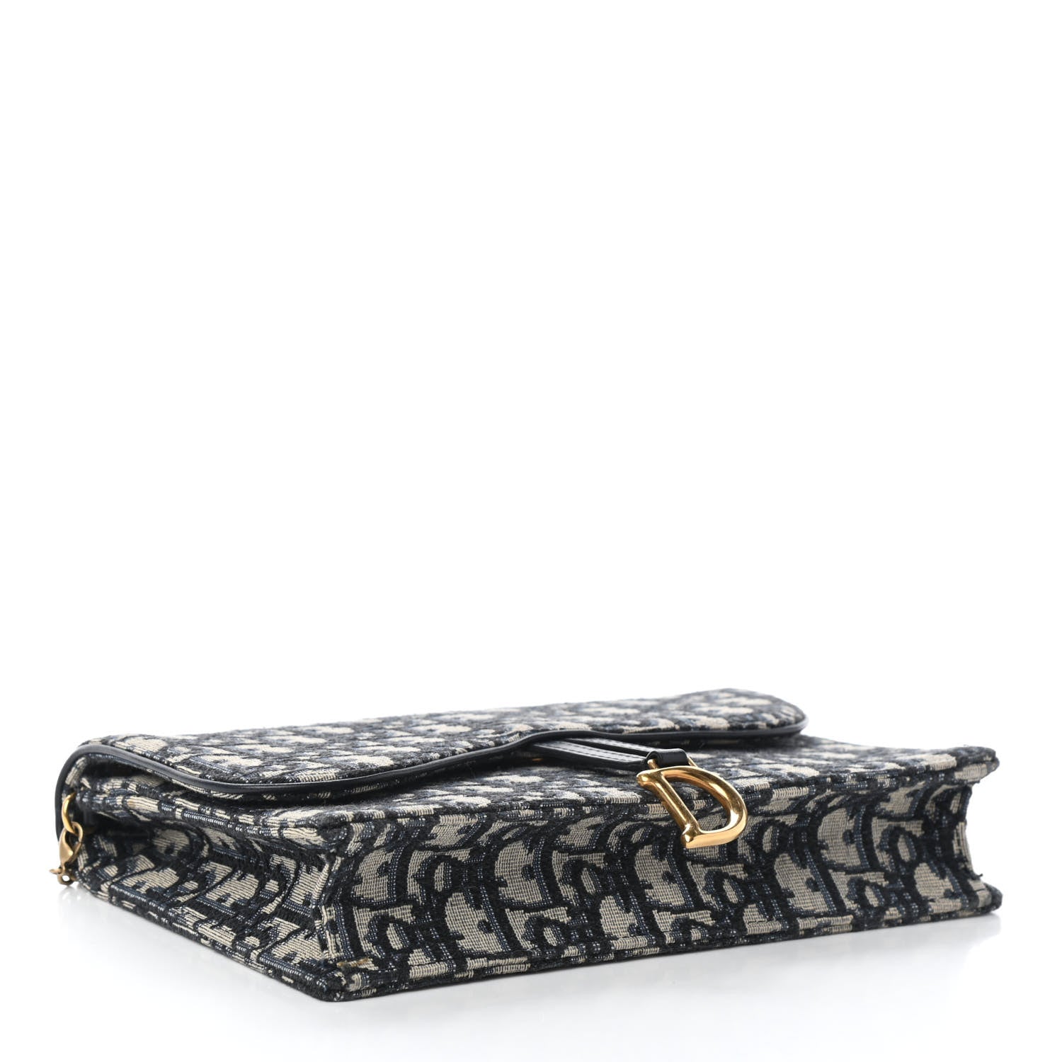 Christian Dior Oblique Saddle Chain Pouch Blue 4 of 9