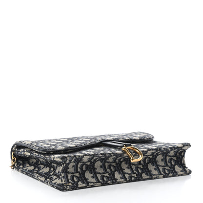 Christian Dior Oblique Saddle Chain Pouch Blue 4 of 9
