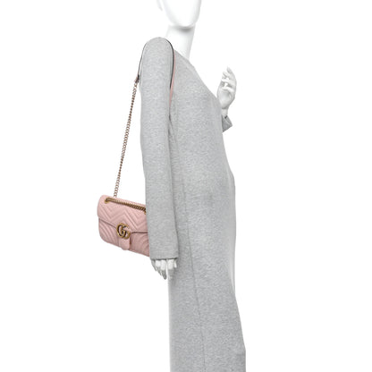 Gucci Calfskin Matelasse Small GG Marmont Shoulder Bag  Perfect Pink 2 of 10