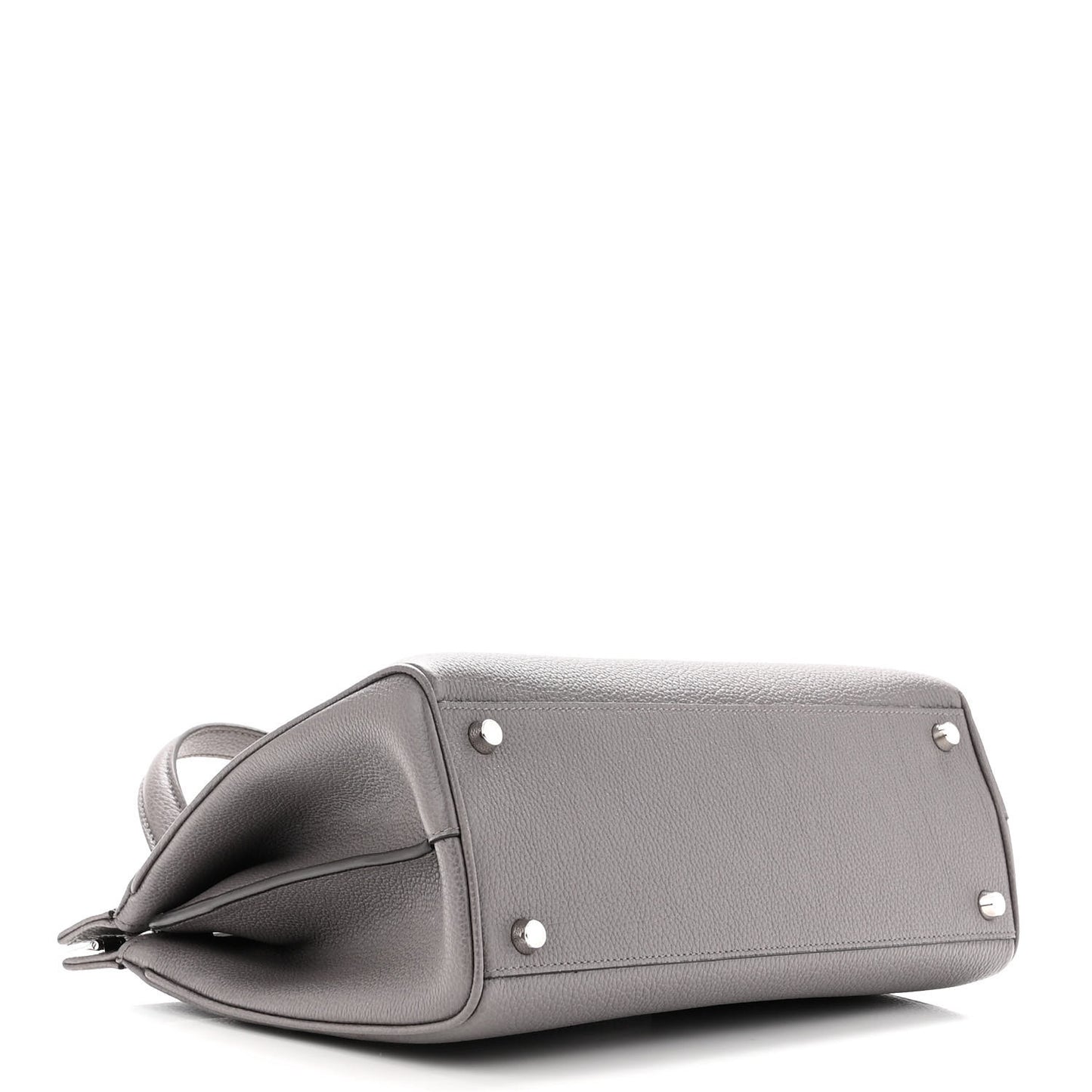 Grainy Calfskin Small Zumi Top Handle Bag Dusty Grey