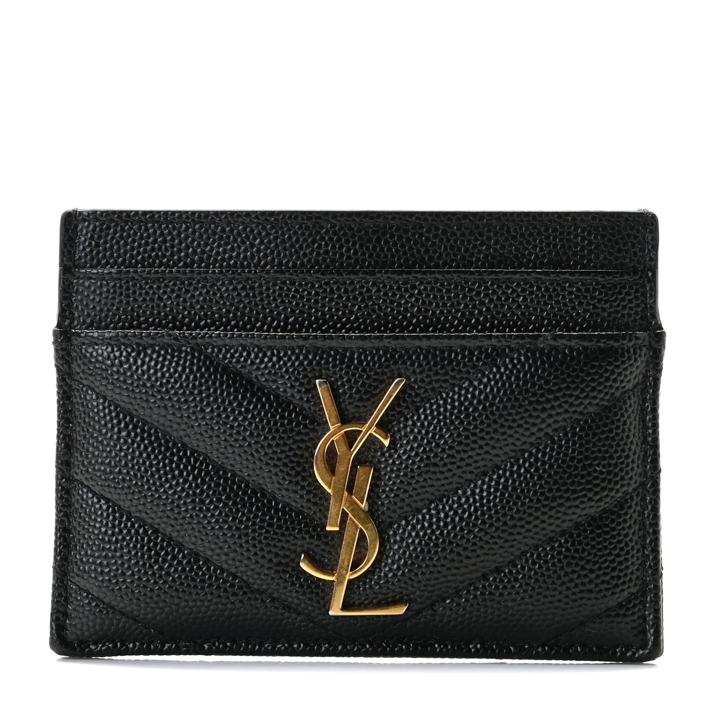 Grain De Poudre Matelasse Chevron Monogram Credit Card Case Black
