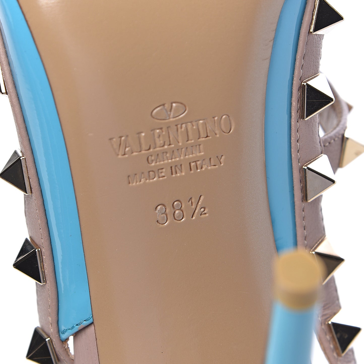 Patent Rockstud Ankle Strap 100mm Pumps 38.5 Parrot Poudre