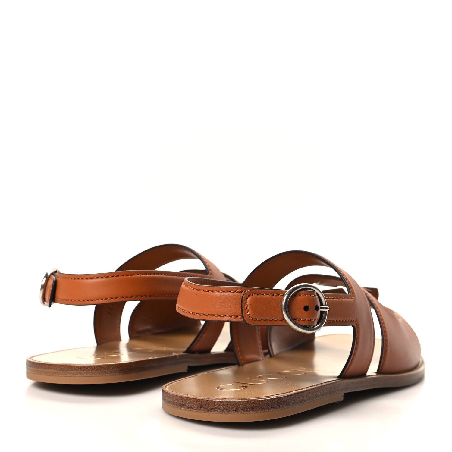 Gucci Cosmos Softy Calfskin Interlocking G Cut Out Mens Sandal 12 Harness Brown 4 of 8