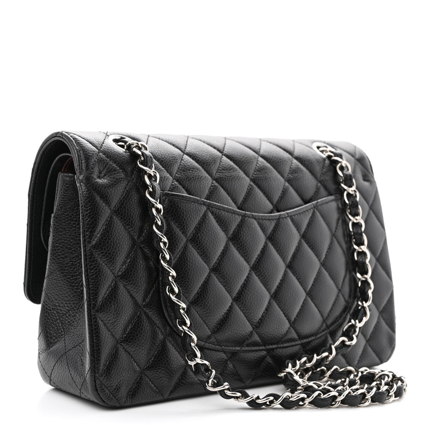 Caviar Quilted Medium Double Flap Black