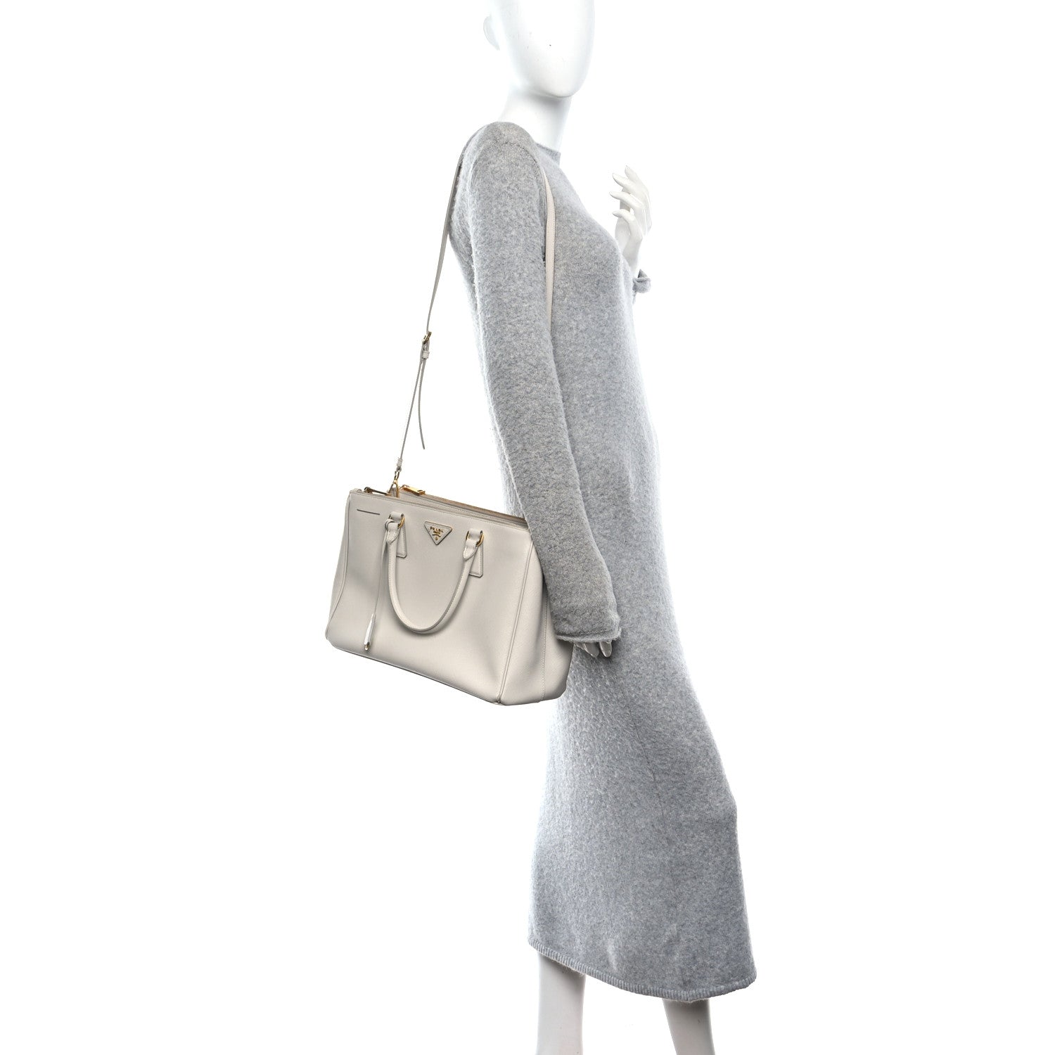 Prada Saffiano Lux Medium Galleria Double Zip Tote Talco 2 of 11