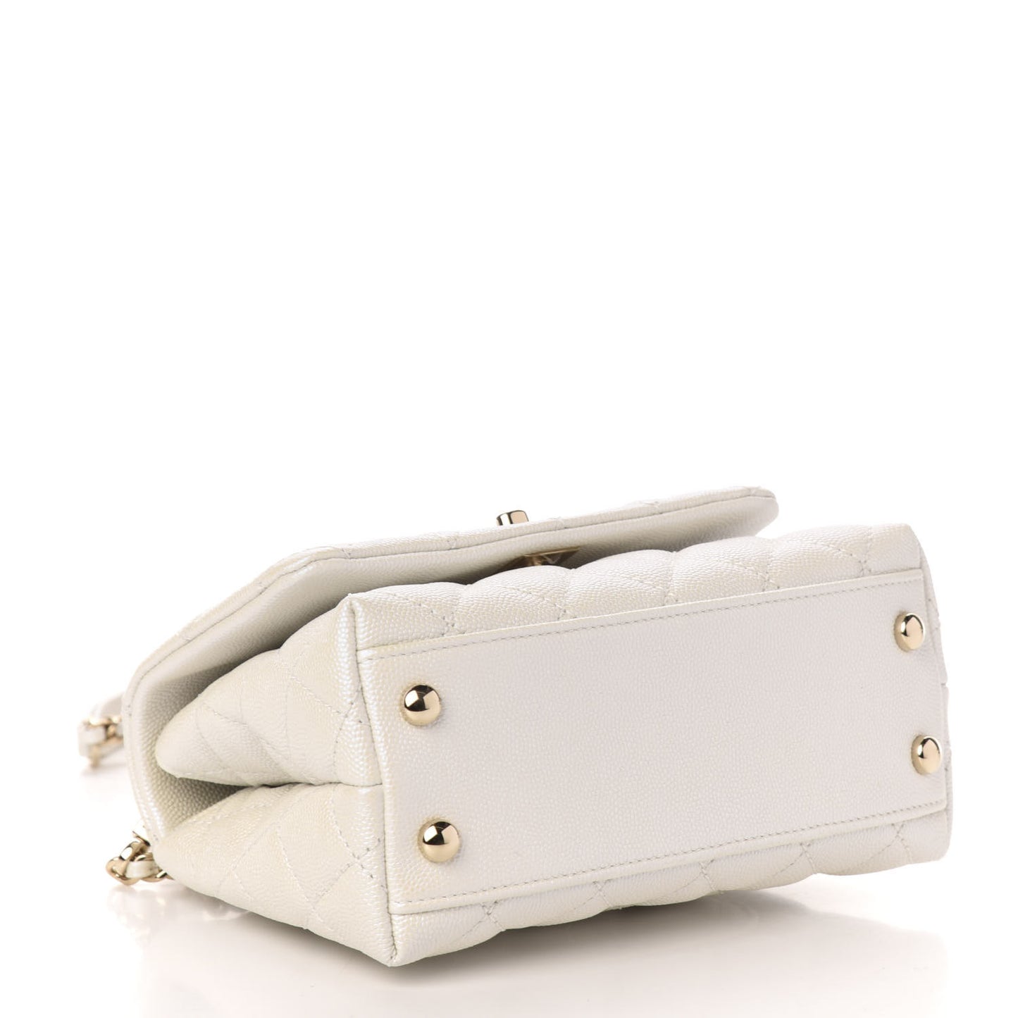 Iridescent Caviar Quilted Extra Mini Coco Handle Flap Ivory