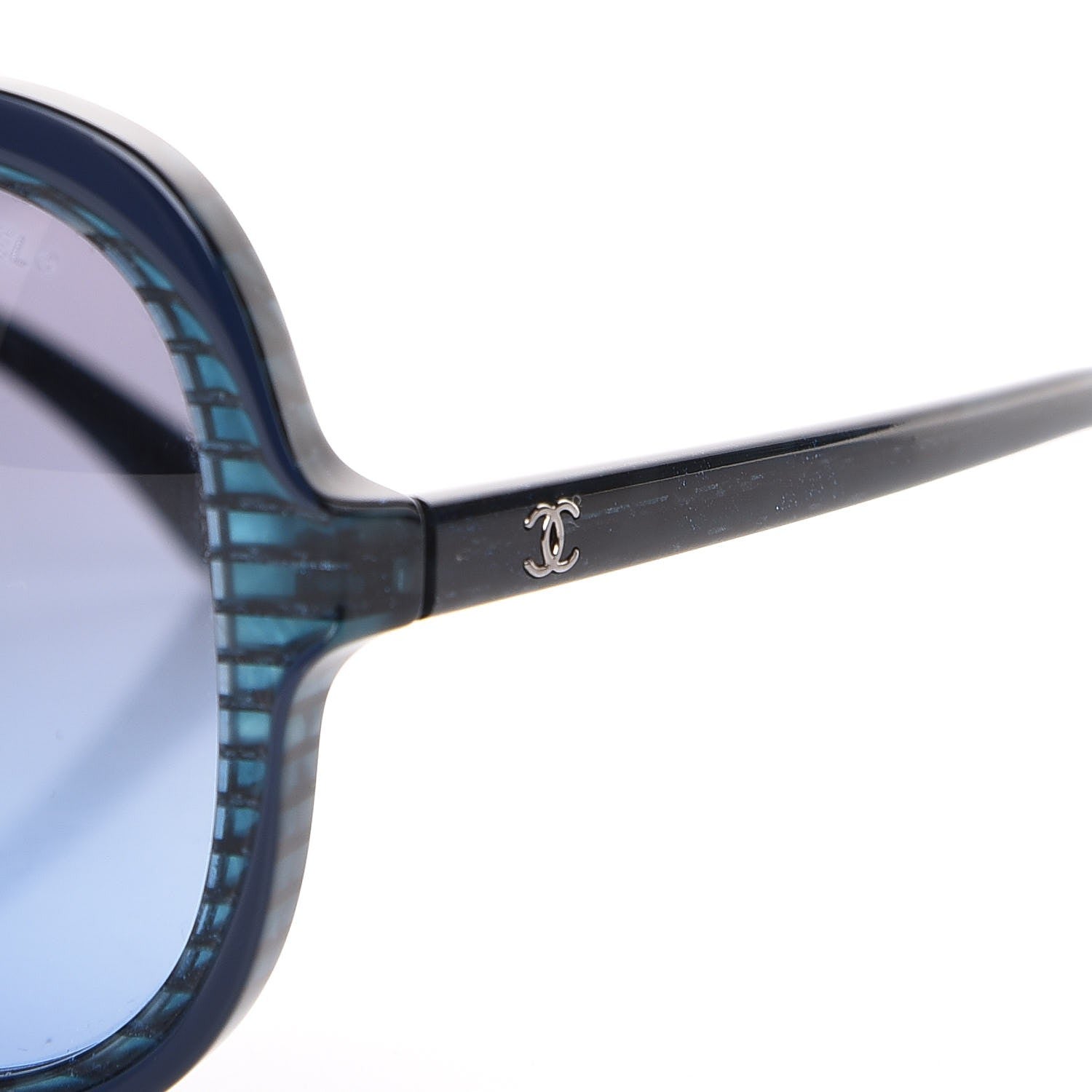 Chanel CC Striped Glitter Sunglasses 5320 Blue 7 of 9
