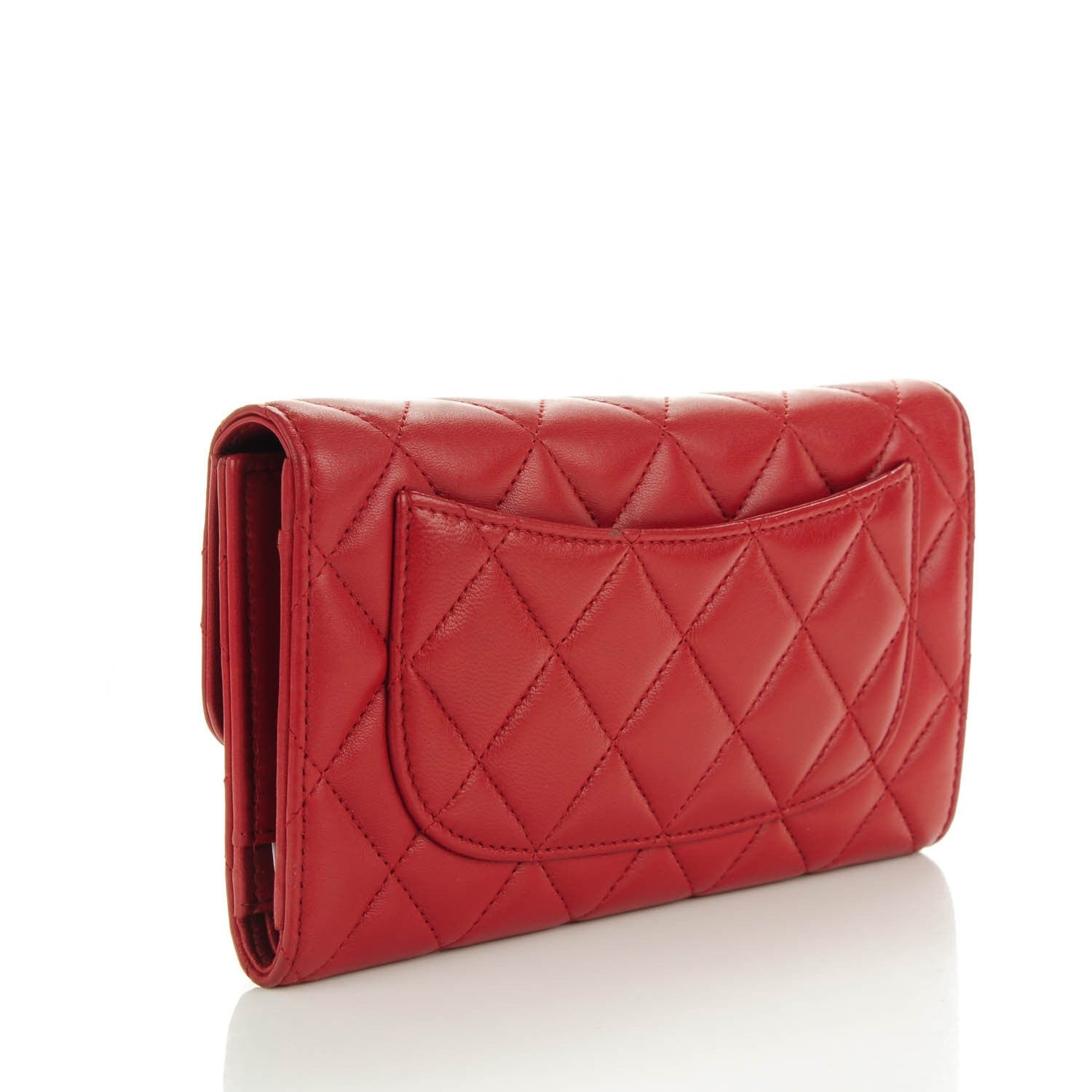 Chanel Lambskin Quilted Large Flap Wallet Red 2 of 4