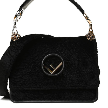 Fendi Velluto Astrakan Vitello Dolce F is Fendi Kan I Shoulder Bag Black 8 of 17