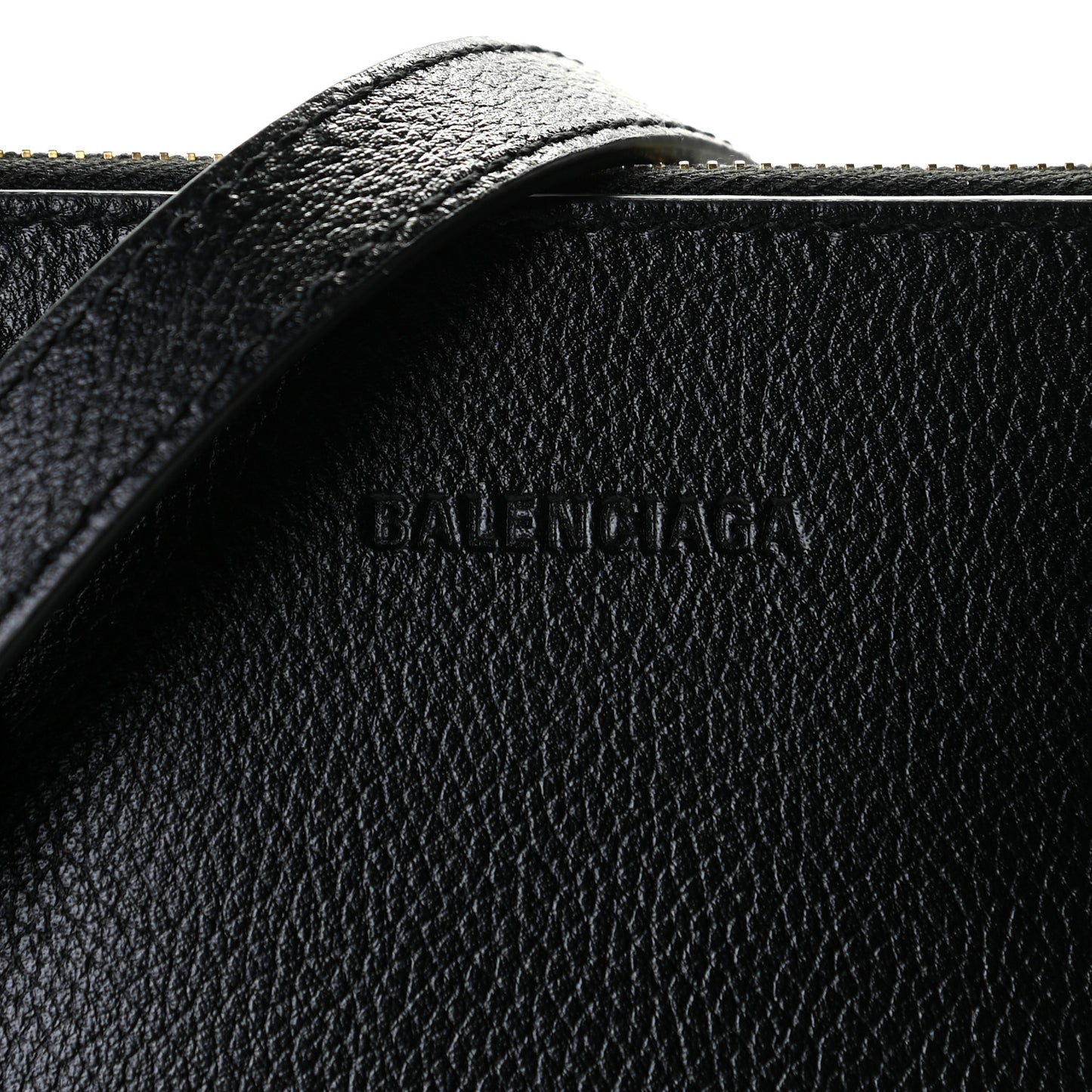 Grained Calfskin Logo S Ville Top Handle Bag Black White