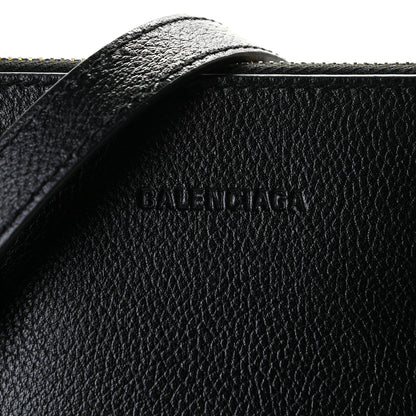 Balenciaga Grained Calfskin Logo S Ville Top Handle Bag Black White 7 of 8