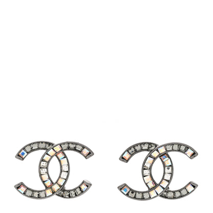 Chanel Crystal Baguette CC Earrings Ruthenium 1 of 5