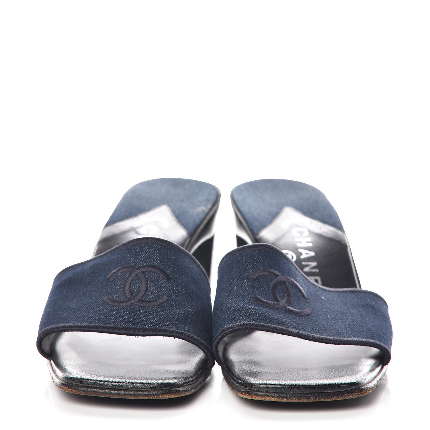 Chanel Denim CC Sandals Blue 38 4 of 11