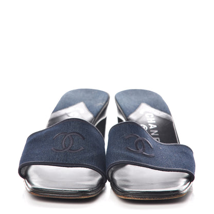 Chanel Denim CC Sandals Blue 38 4 of 11