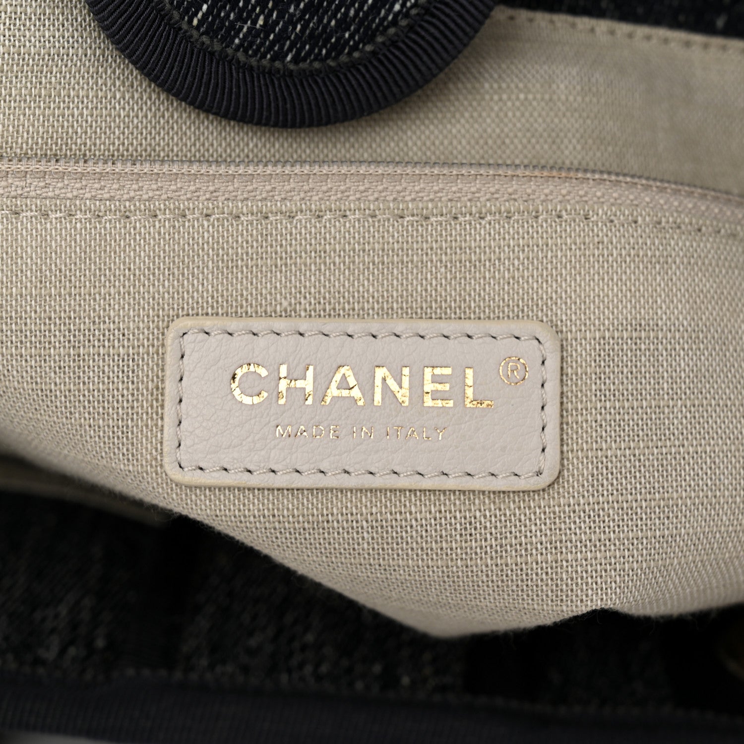 Chanel Denim Small Deauville Tote Dark Blue White 7 of 12