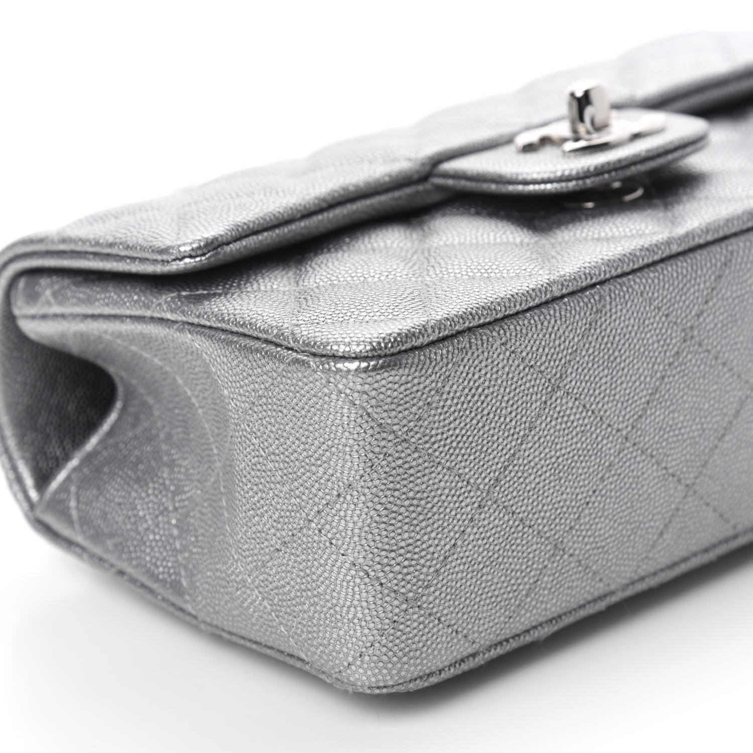 Chanel Metallic Caviar Quilted Mini Top Handle Rectangular Flap Silver 6 of 10