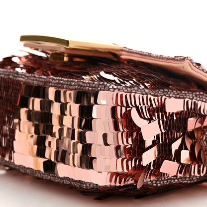Fendi Sequin Paillettes Vitello Grace Sex and the City Mini Baguette Baby Pink 12 of 15