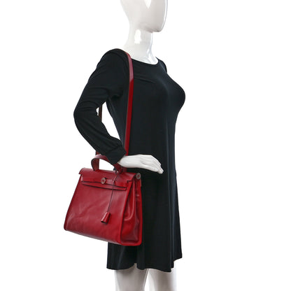 Hermes Toile H Berline Vache Hunter Herbag Zip PM 31 Rouge Piment Ecru 2 of 11