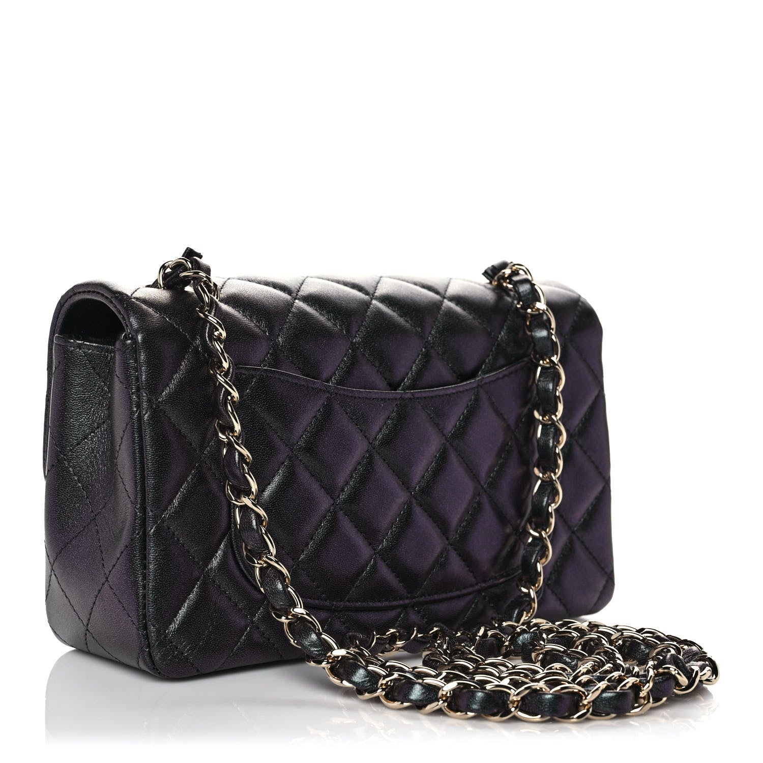 Chanel Iridescent Lambskin Quilted Mini Rectangular Flap Black 3 of 14