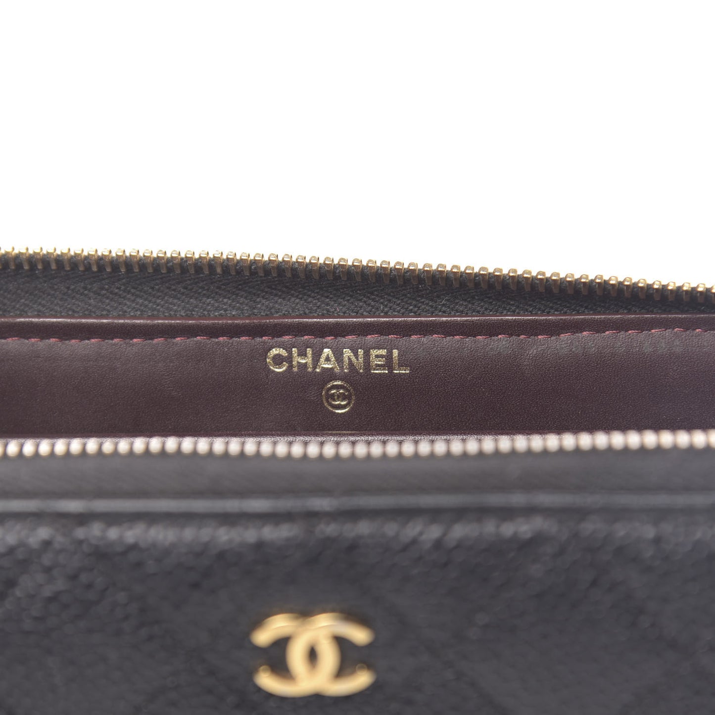 Caviar Quilted Large Gusset Zip Around Wallet Black