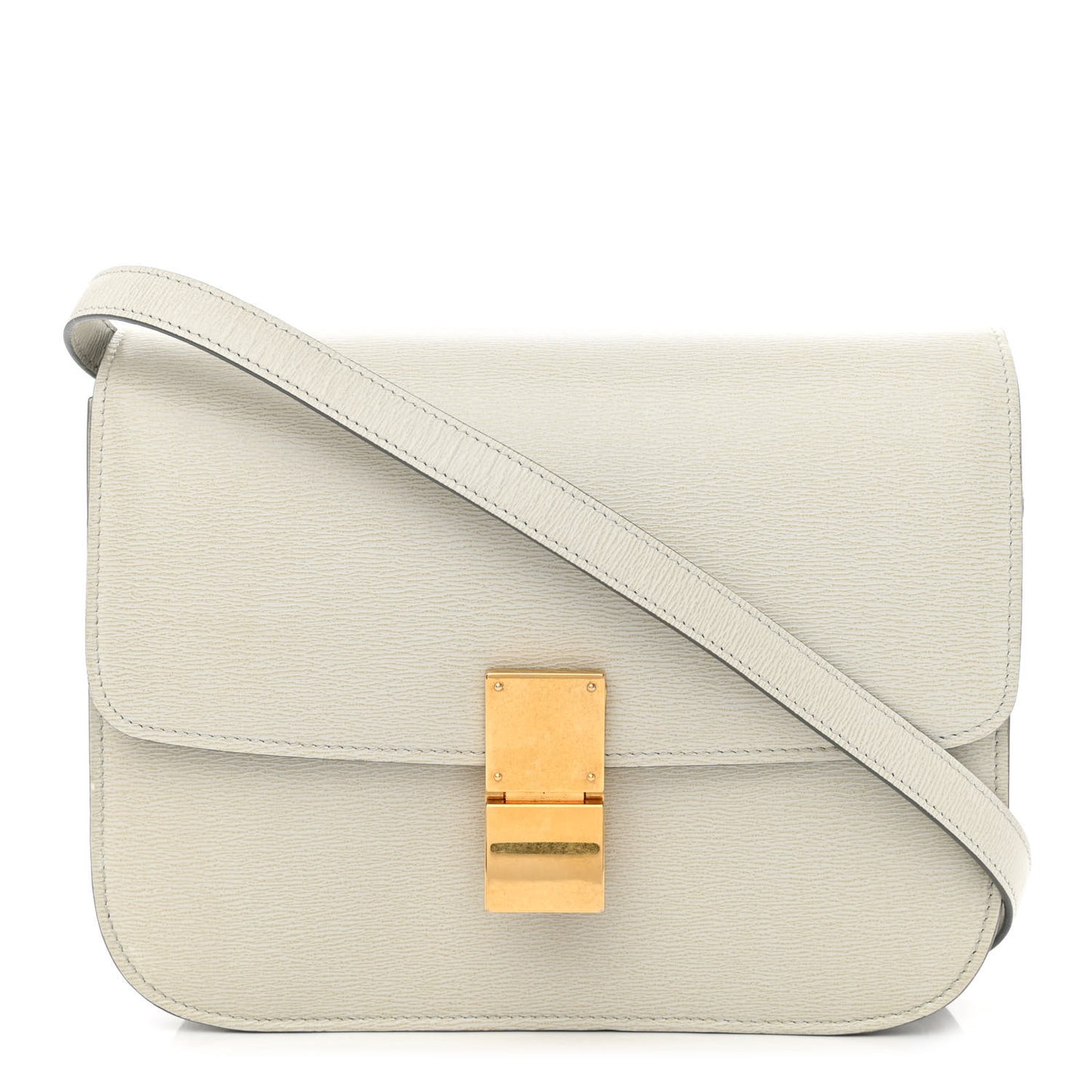 Liege Calfskin Medium Classic Box Flap Bag Pale Grey
