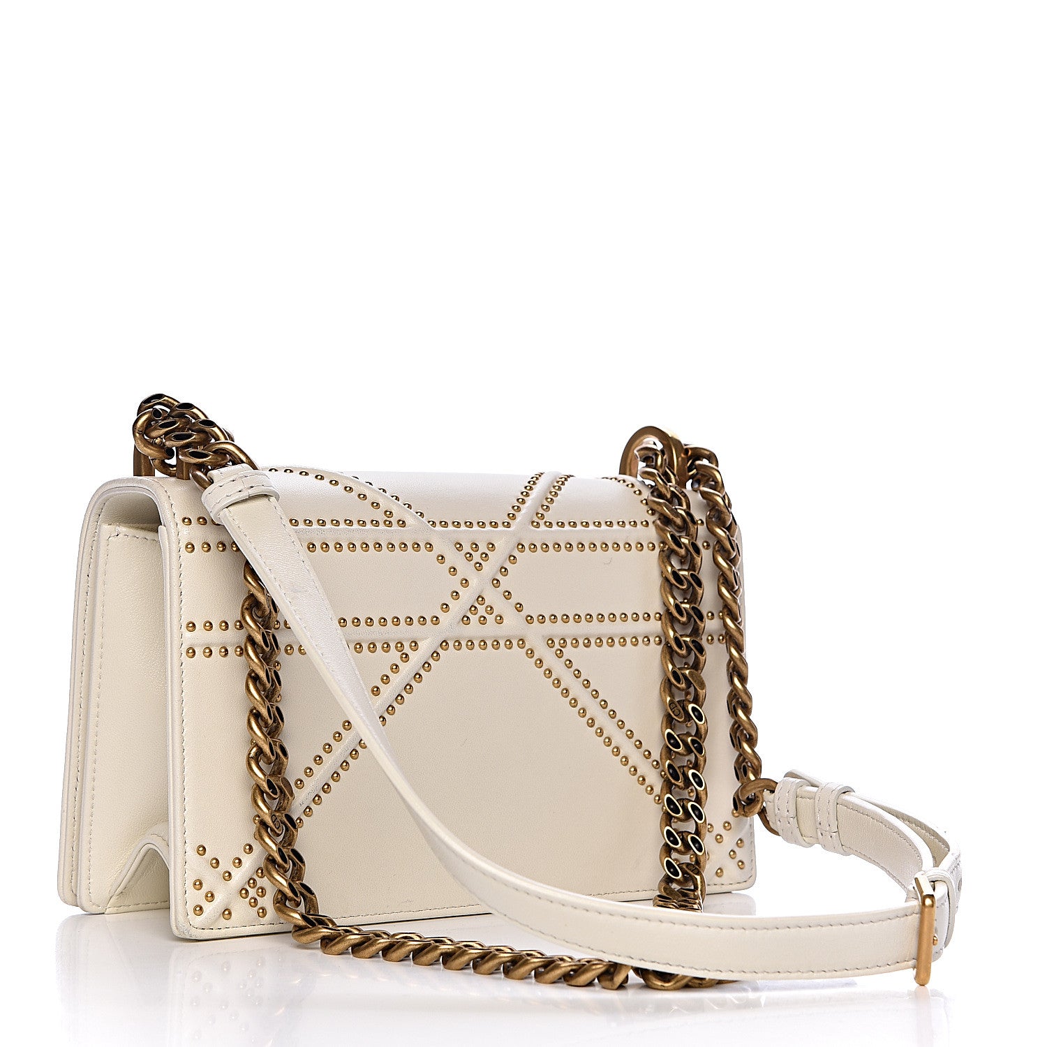 Christian Dior Lambskin Studded Small Diorama Flap Bag Off White 3 of 12