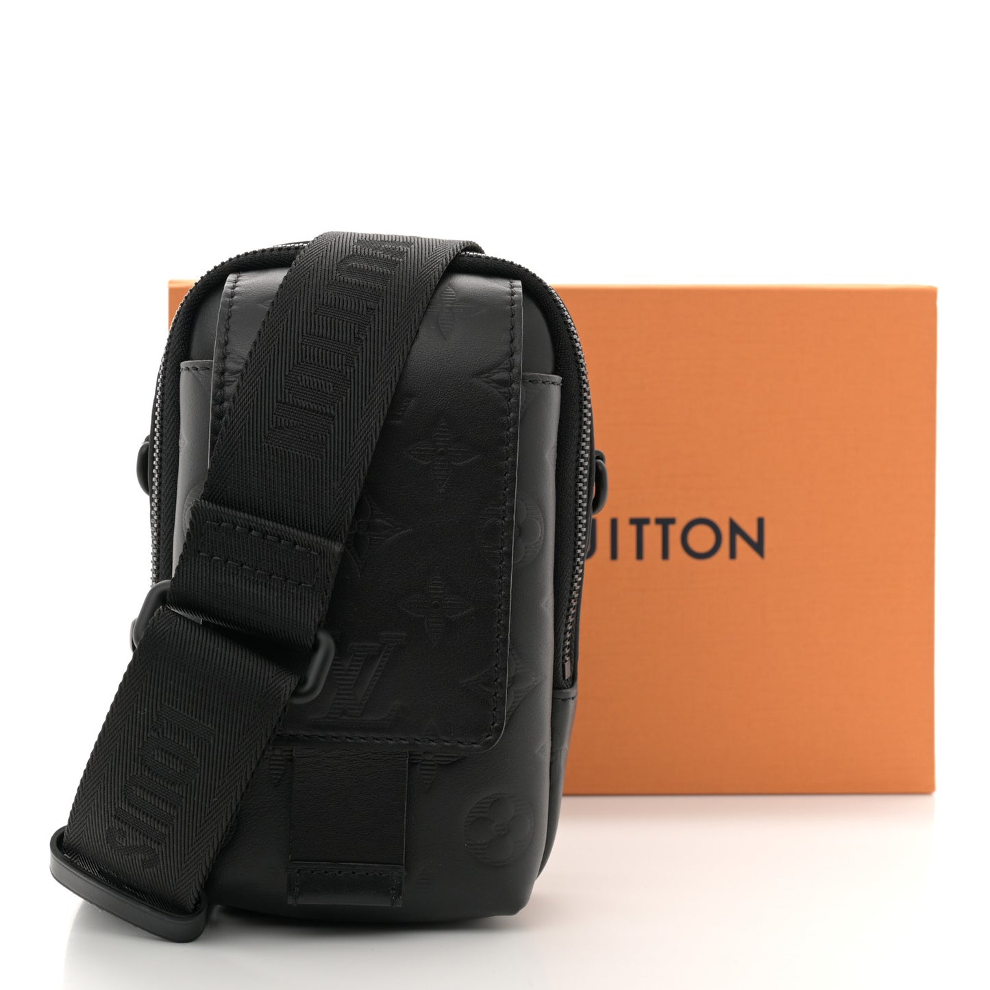 Calfskin Monogram Shadow Double Phone Pouch NM Black
