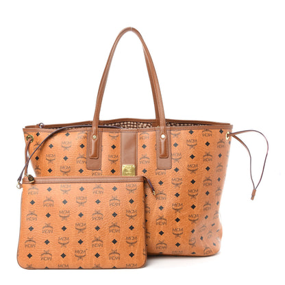 MCM Visetos Medium Liz Reversible Shopper Tote Cognac 1 of 15