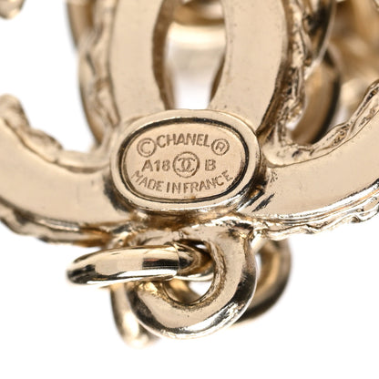 Chanel Medallion CC Drop Earrings Light Gold 4 of 4